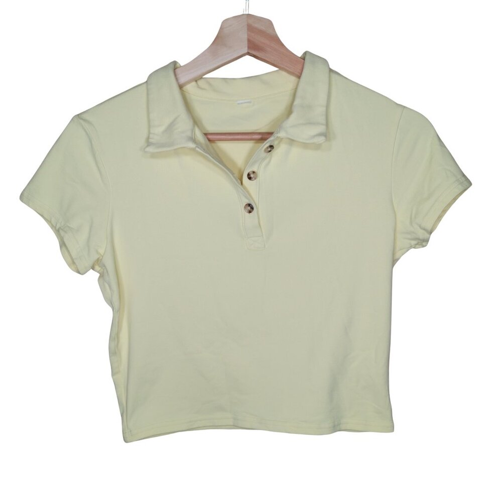 Alo Polo Crop Yellow Stretchy